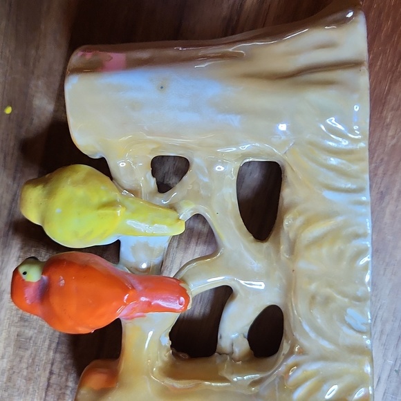 Lusterware Birds on a Fence Made in Japan Ceramic Vase 3 1/2" x 4" vinta… - Picture 10 of 12